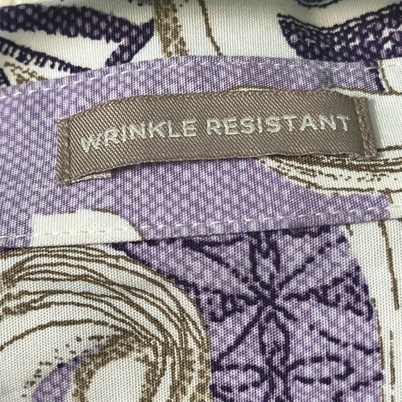 Chico's Wrinkle Resistant Purple Paisley Print Button Up Long Sleeve Shirt Sz 2 - Picture 3 of 6